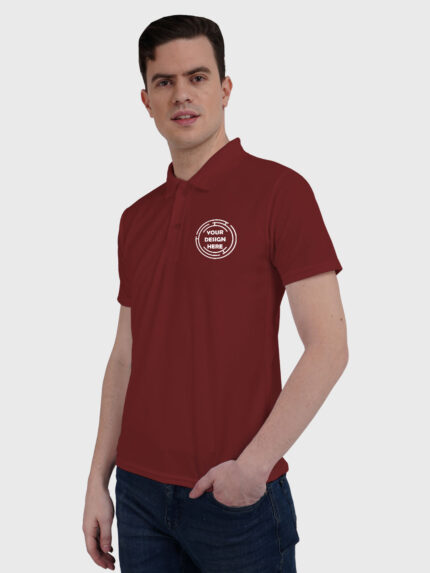 Maroon Drifit Custom Printed Polo T shirt | Indrajeet Print