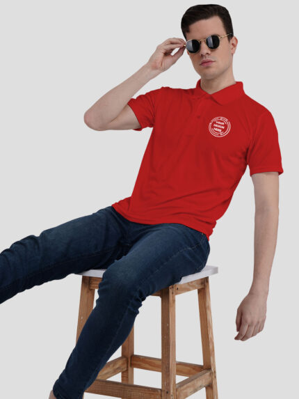 Red Drifit Custom Printed Polo T shirt | Indrajeet Print
