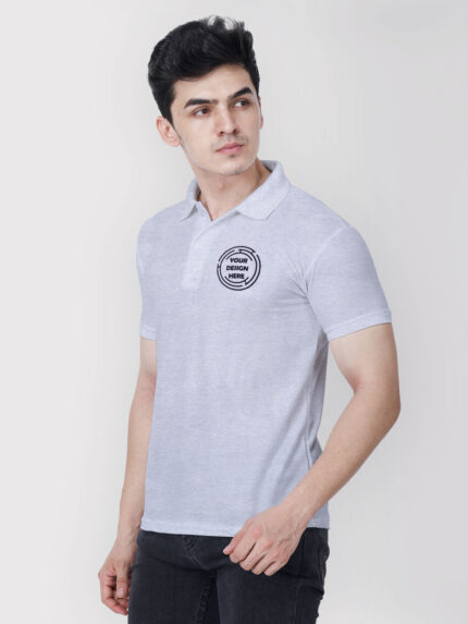 Honeycomb Matte Custom Grey Collar Tshirt | Indrajeet Print