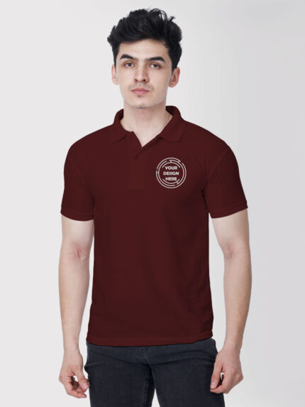 Honeycomb Matte Custom Maroon Collar Tshirt | Indrajeet Print