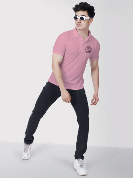 Honeycomb Matte Custom Pink Collar Tshirt | Indrajeet Print