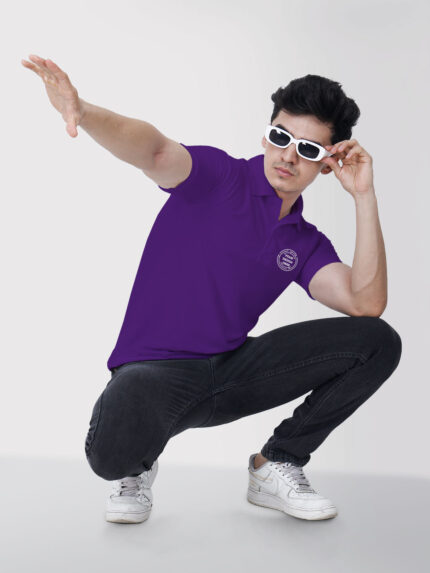 Honeycomb Matte Custom Purple Collar Tshirt | Indrajeet Print