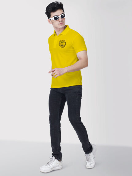 Honeycomb Matte Custom Yellow Collar Tshirt | Indrajeet Print