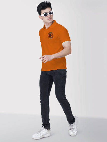 Honeycomb Matte Custom Orange Collar Tshirt | Indrajeet Print