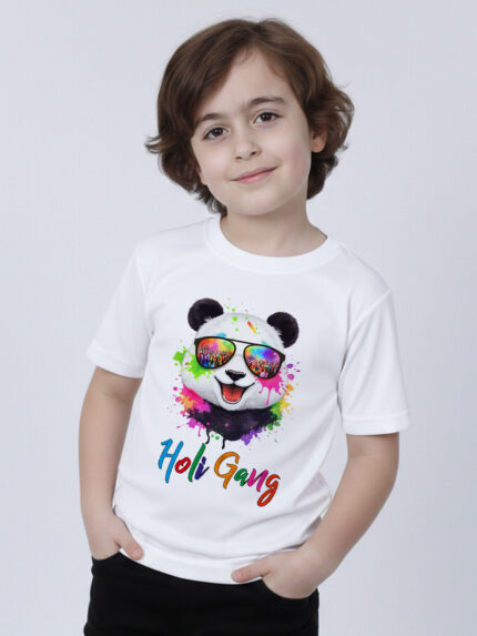 Panda Holi Gang Kid’s T-Shirt | Indrajeet Print