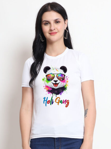 Panda Holi Gang Women’s T-Shirt | Indrajeet Print