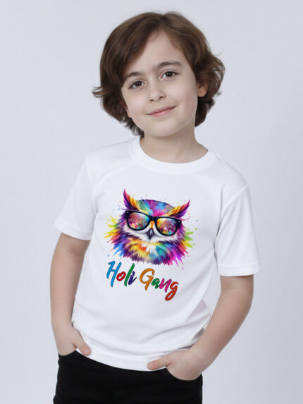Owl Holi Kid’s T-Shirt | Indrajeet Print