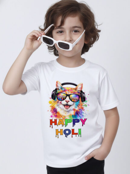Cat Holi Kid’s T-Shirt | Indrajeet Print