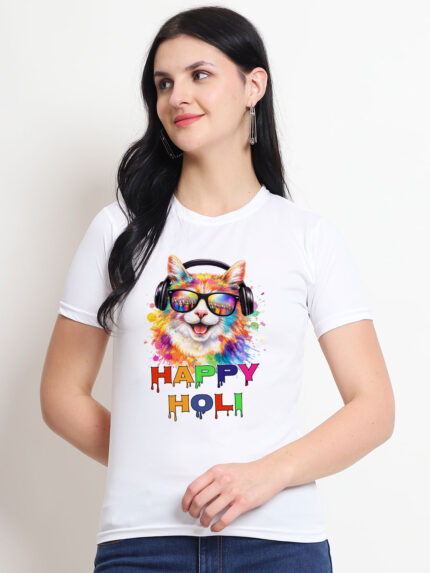 Cat Holi Women’s T-Shirt | Indrajeet Print