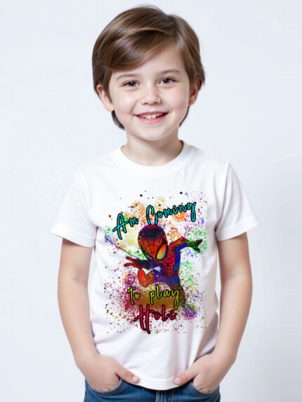 Spiderman Holi Kid’s T-Shirt | Indrajeet Print