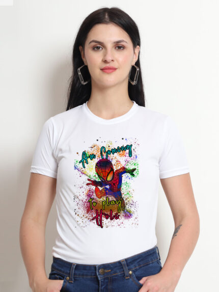 Spiderman Holi Women’s T-Shirt | Indrajeet Print